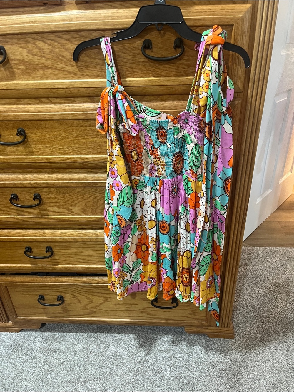 Show Me Your MuMu Turquoise, Orange & Pink Floral Tie-Shoulder Tank - Picture 2 of 2